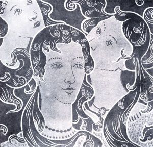 As tres virgens - Estudo para tecido As tres virgens - Estudo para tecido