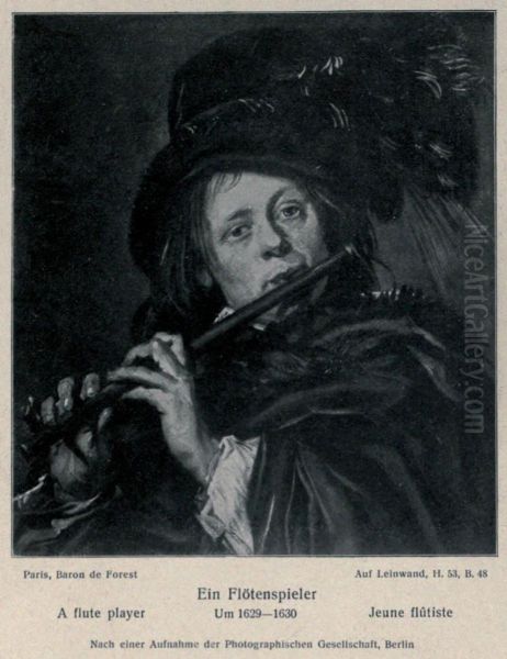 Young man playing a flute - view 1