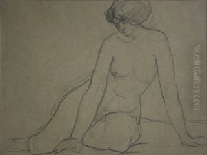 Nu feminino sentado by Eliseu Visconti
