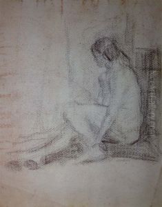 Nu feminino sentado by Eliseu Visconti