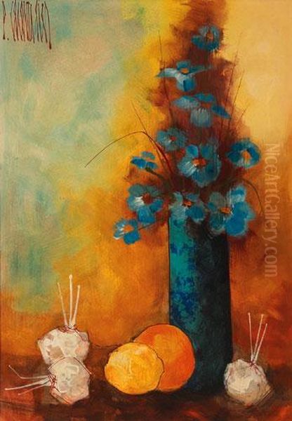 A Pair Of Oils, One Pictured: "still Life", C. 1960; Oil/board, 20" X 14", Signed; With Another Still Life By The Same Artist. - view 1