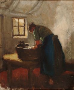 Vrouw aan de wastobbe Vrouw aan de wastobbe