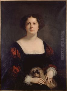 The lady with the small dog by Gustave Ricard