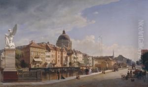 Ansicht der Ruckfront der Hauser an der Schlossfreiheit by Eduard Gaertner