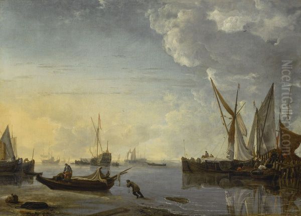 A Calm, with fishermen near a jetty - view 1