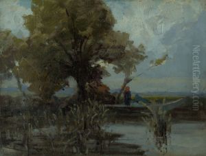 Kosaty strom pri jazere by Lajos Csordak