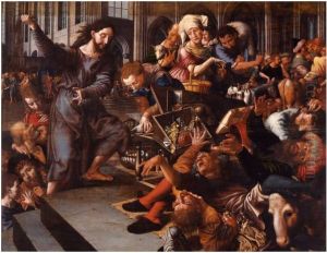 Christ driving the money changers from the temple by Jan Sanders Van Hemessen