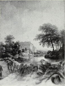 A Cascade, with a farm on the left by Jacob Van Ruisdael