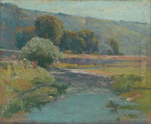 Krajina s rozvodnenym potokom by Lajos Csordak