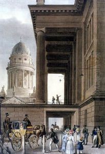 Einfahrt in das koenigliche Schauspielhaus by Eduard Gaertner