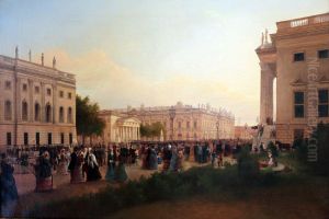 Sight of the Opera Square with views of the New Guard and the Arsenal in Berlin by Wilhelm Brucke