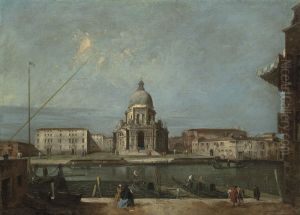 A view of the Grand Canal, Venice, with the church of Santa Maria della Salute by Francesco Guardi