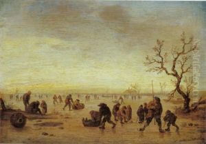 Skaters on the Ice, ca. 1642 - 1645 by Isaac Van Ostade