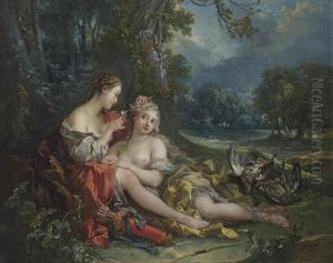 Two Nymphs of Diana resting after their Return from the Hunt by Francois Boucher