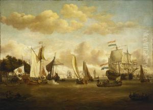 A Dutch Yacht on the River Y by Abraham Storck