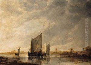 Rivergezicht met zeilschepen by Aelbert Cuyp
