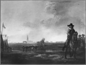 Landschap met de belegering van Breda (1637); rechts op de voorgrond Frederik Hendrik by Aelbert Cuyp