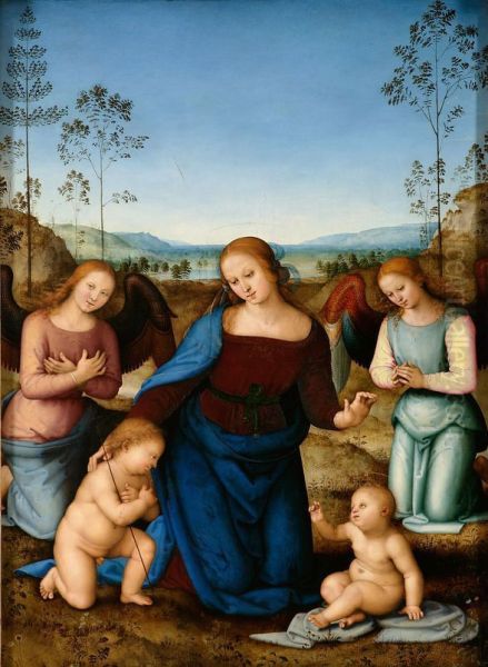 Vierge a l'Enfant, saint Jean et deux anges - view 1
