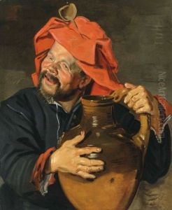 Laughing man with a jug by Frans Hals