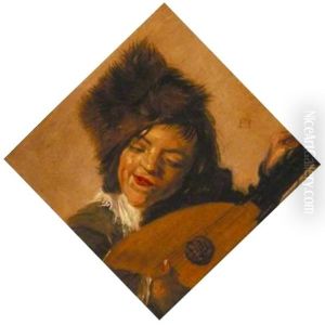 Young lute player with a fur cap by Frans Hals