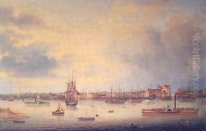 View of Vegesack (Bremen), Germany, at the river Weser in the year 1847.