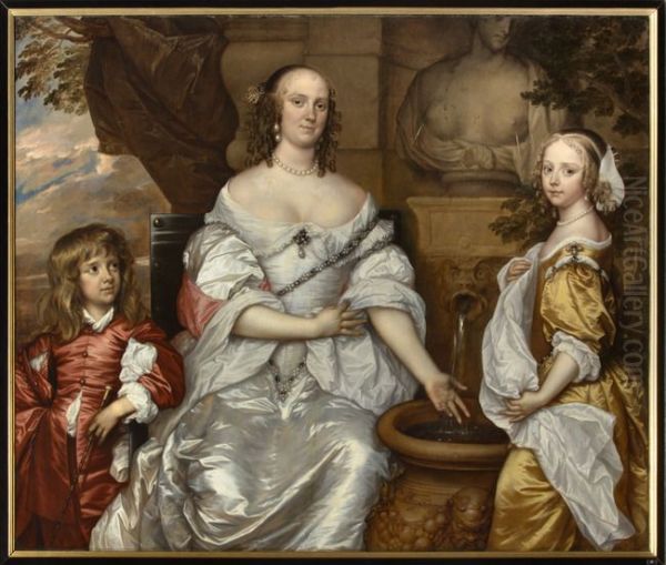 Family portrait of Maria van Reigersberg (1628-1673) en haar kinderen Jacoba van Liere (1652-1693) en Willem van Liere (1653-1706) - view 1