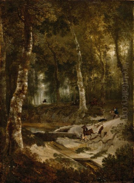 Forest Landscape with Stag Hunt - view 1