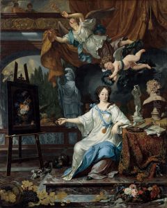 Allegorical portrait of a woman, probably Rachel Ruysch (1664-1750)