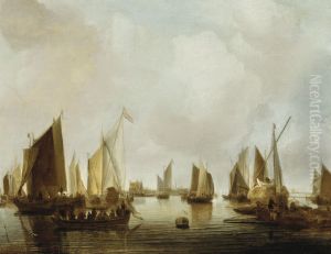 Schepen in een riviermonding by Jan Van De Cappelle