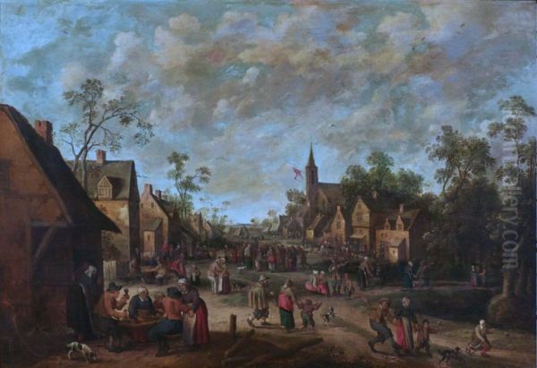 peasants feasting in a village - view 1