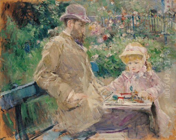 Eugene Manet et sa fille dans le jardin de Bougival - view 1