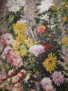 White and yellow chrysanthemums. Petit Gennevilliers garden by Gustave Caillebotte