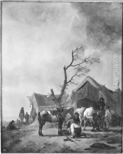 Landscape with tents and a blacksmith