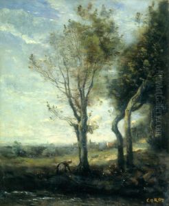 The Four Trees by the Plain by Jean-Baptiste Camille Corot
