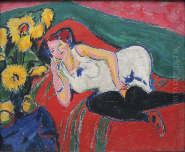 Reclining Woman in a White Chemise - view 1
