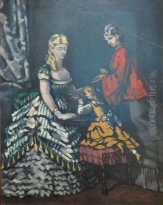 Femmes et fillette dans un interieur by Paul Cezanne
