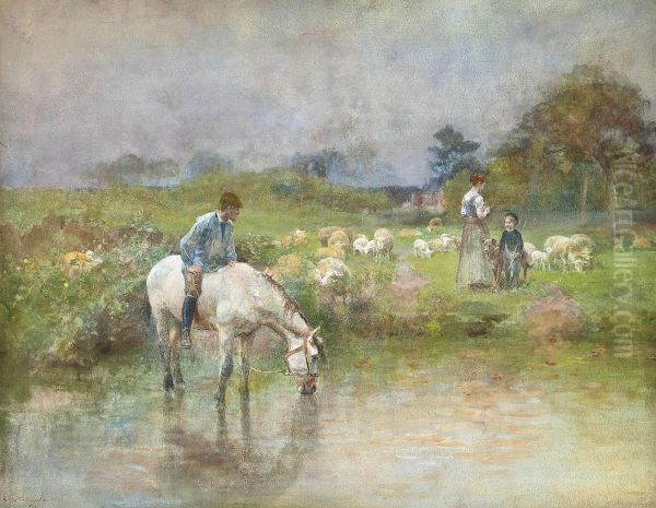 Shepherds Watering Their Livestock - view 1