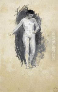 Study Of A Female Nude by Luigi Chialiva