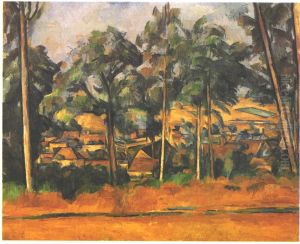 Village derriere les arbres by Paul Cezanne