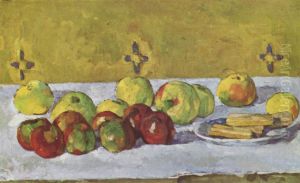 Stilleben mit Apfeln und Biskuits by Paul Cezanne