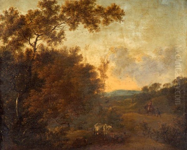 A Woody Landscape with Cattle - view 1