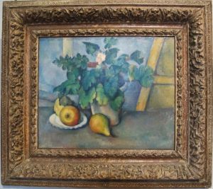 Pot of Primroses and Fruit