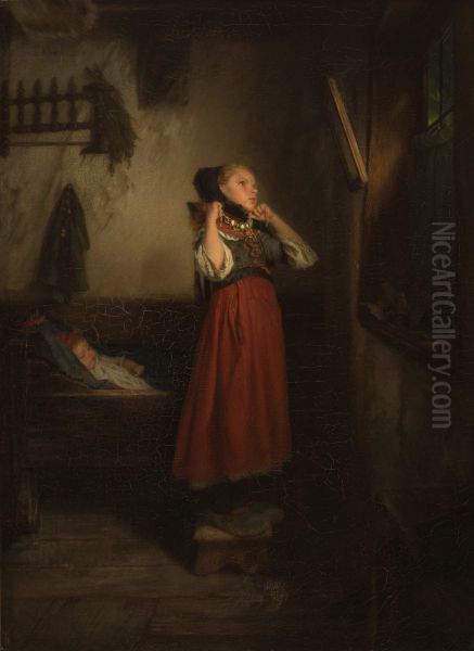 A Peasant Girl in front of a Mirror - view 1