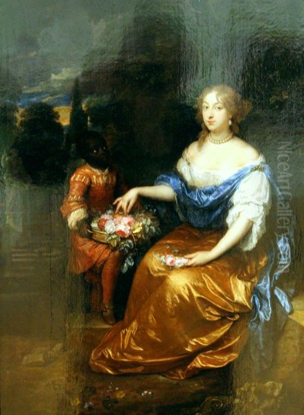 Portrait of an unknown woman, with a servant - view 1