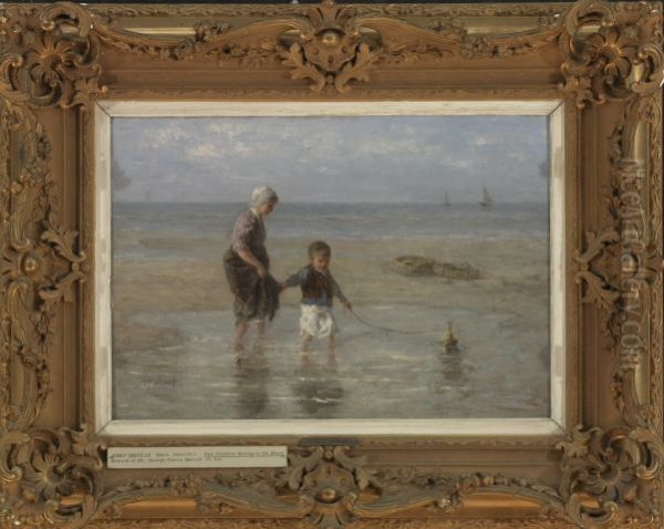 Two Children Wading at the Shore - view 1