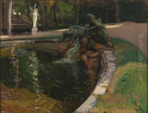 Fountain in the Forest, La Granja by Joaquin Sorolla