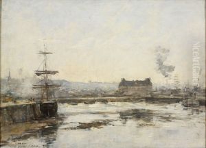 The Port at Trouville by Eugene Louis Boudin