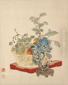 Fruit and a Taihu Rock by Mori Kansai