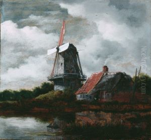 Landscape with a Farm House and Windmill by Jacob Van Ruisdael