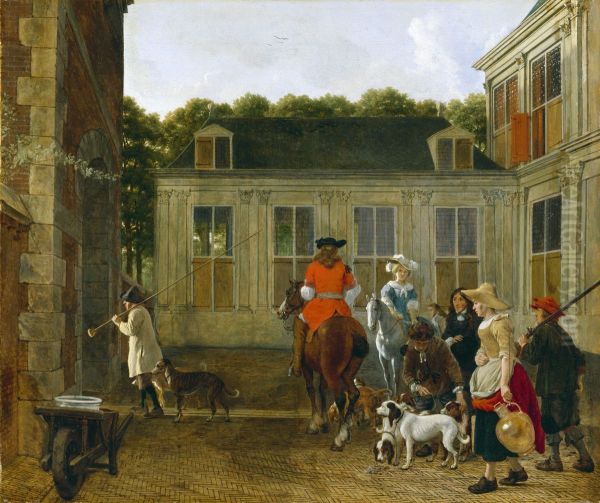 Hunting Party in the Courtyard of a Country House - view 1